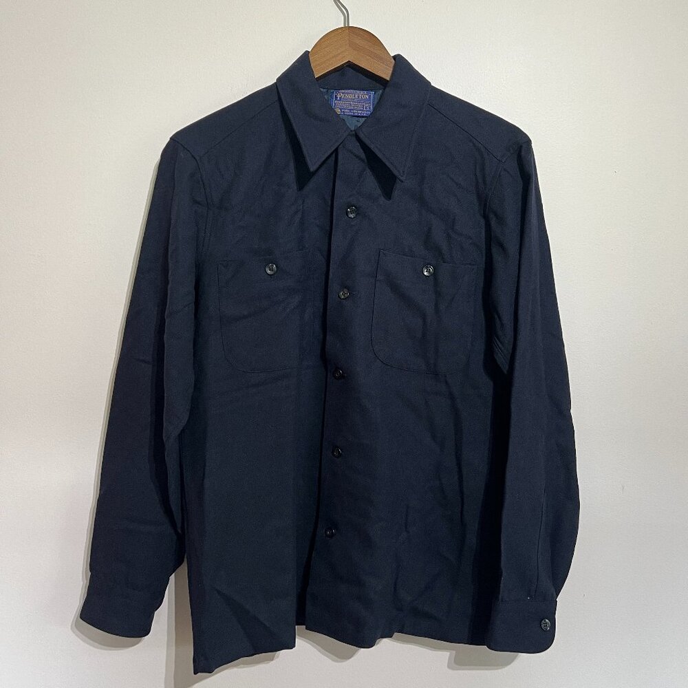 Pendleton Navy Blue 100% Wool Collared Shirt, Small
